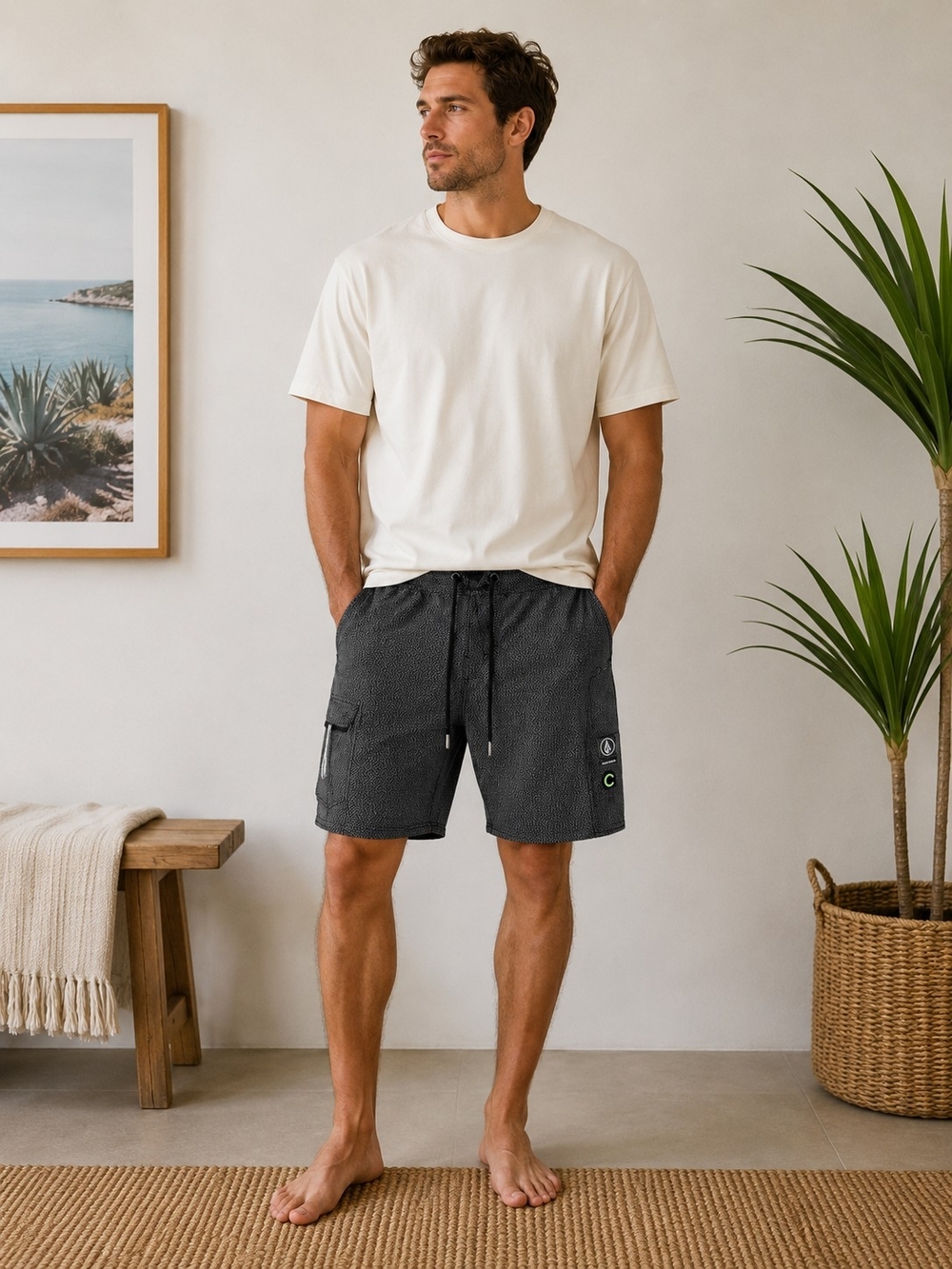 Volcom Mod-Tech Boardshorts Mens 32 Gray REPREVE theCHIVE Logo Surf Shorts